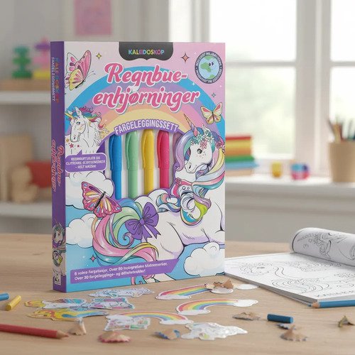Libro de actividades Caleidoscopio Unicornio con marcadores
