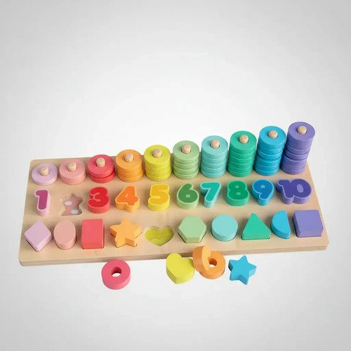 Clasificador Montessori de madera · Números y formas