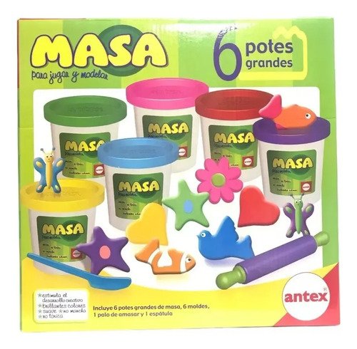 Masa para modelar Antex · 6 potes grandes con accesorios - Imagen 4