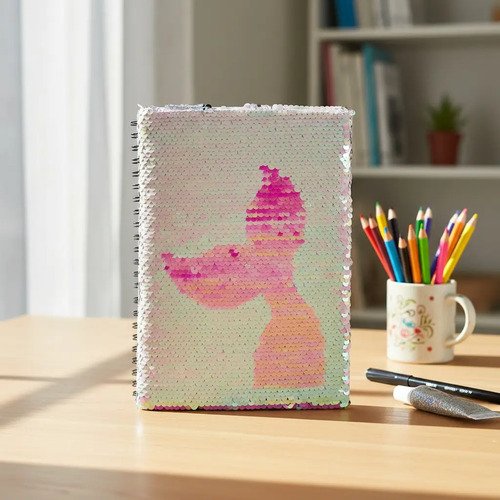 Cuaderno de lentejuelas Sirena · 72 hojas rayadas