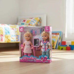 Kit 2 mini muñecas Doctora y Paciente (tipo Kelly)