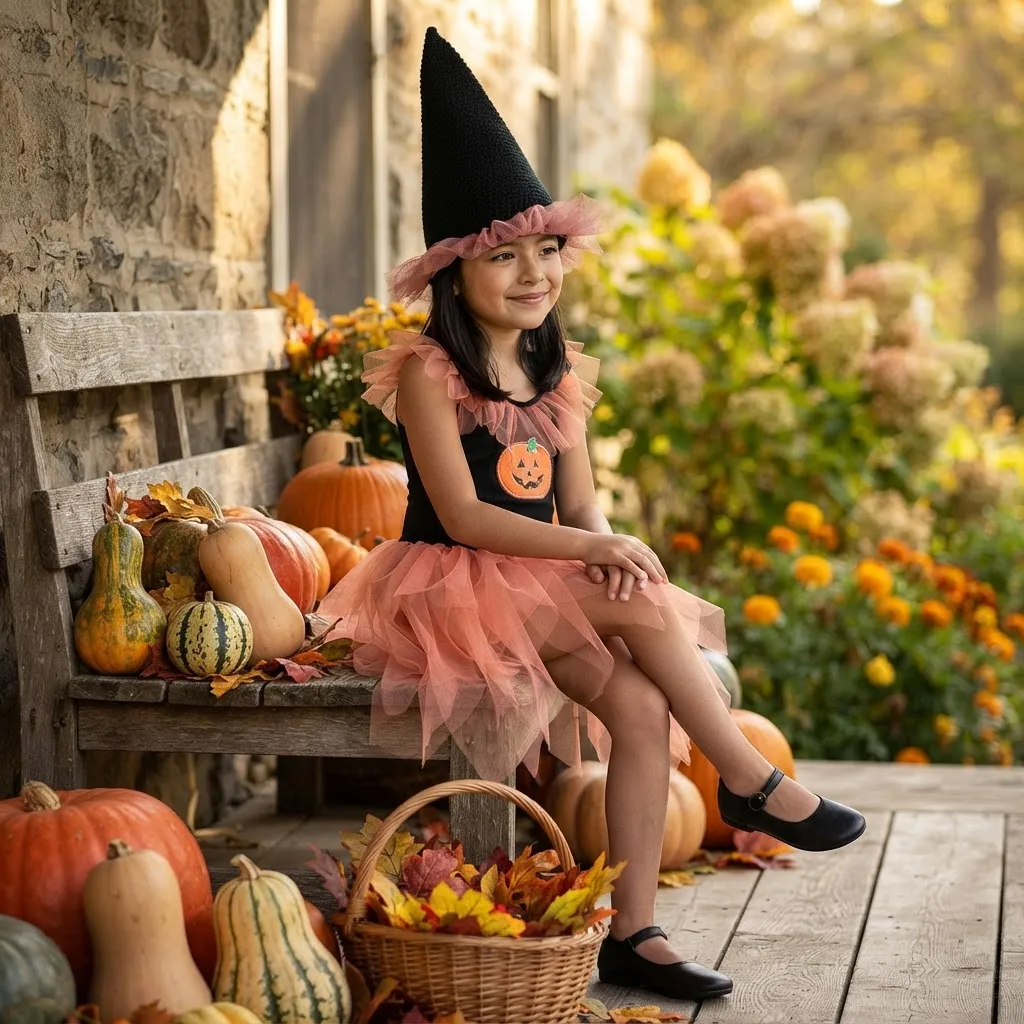 Disfraz de brujita calabaza para nena · Con sombrero (Sulamericana)