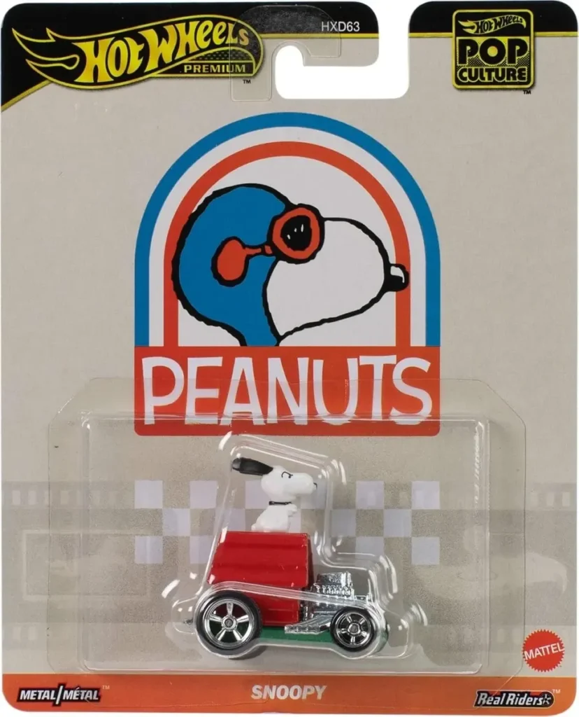 Hot Wheels Premium Pop Culture · Snoopy Peanuts (auto de metal)