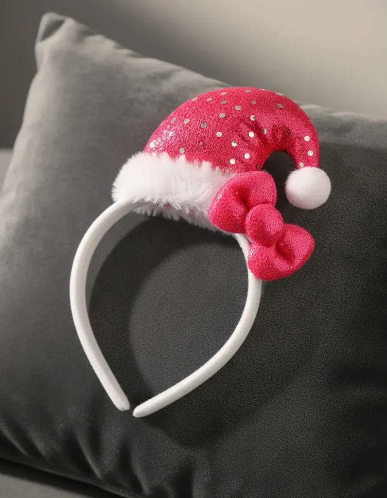 Kit navideño · Vincha con gorrito de Papá Noel + pulsera enrollable