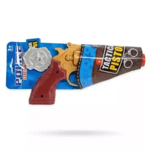 Pistola de juguete + placa de Sheriff + cartuchera